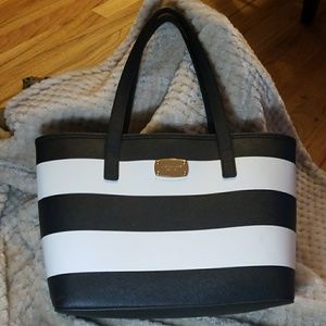 Black and white stripe Michael Kors purse